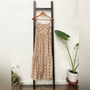 Wedding guest dress pink/beige floral maxi